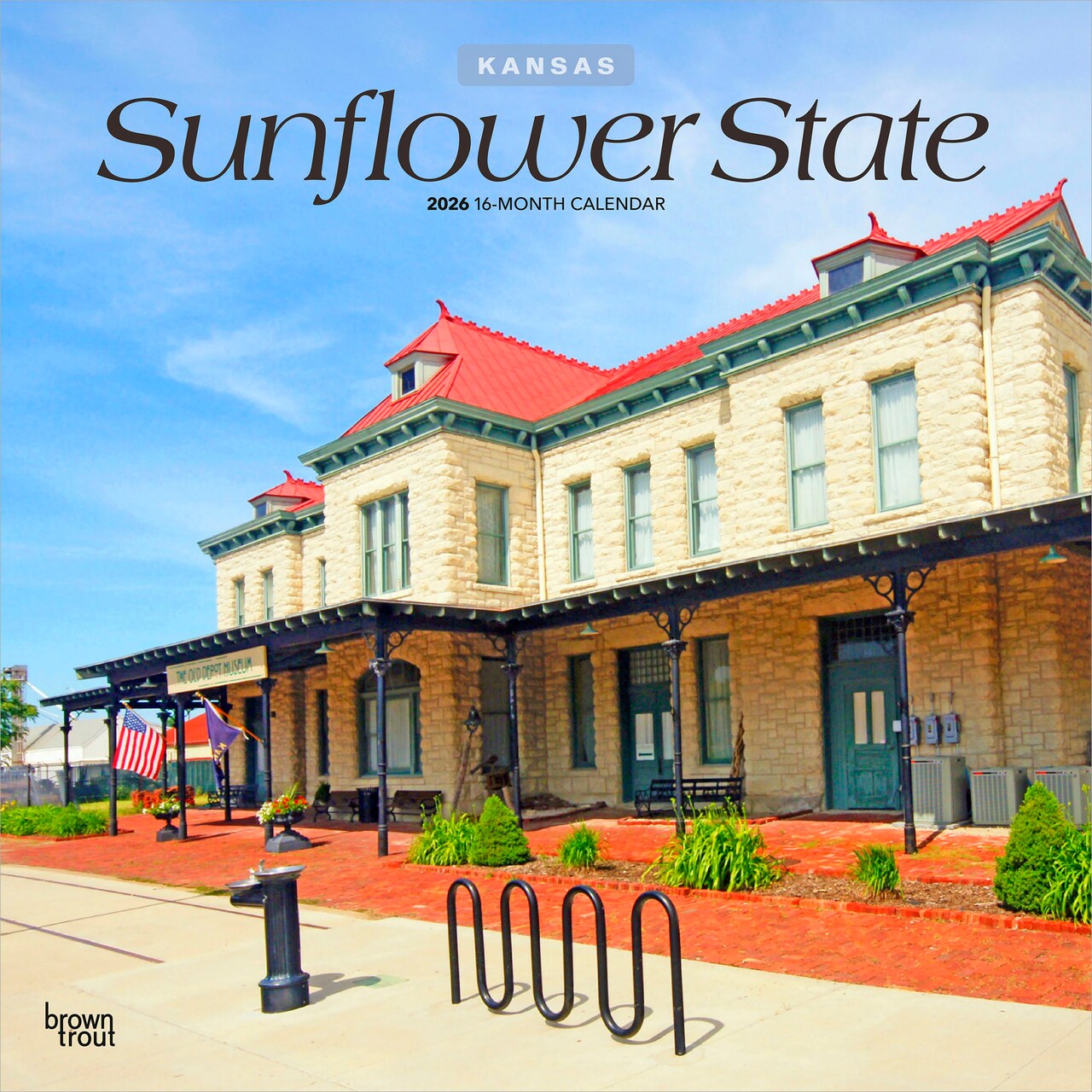 Sunflower State | Kansas Places | 2026 12 x 24 Inch (Hanging) Monthly Square Wall Calendar | Plastic-Free